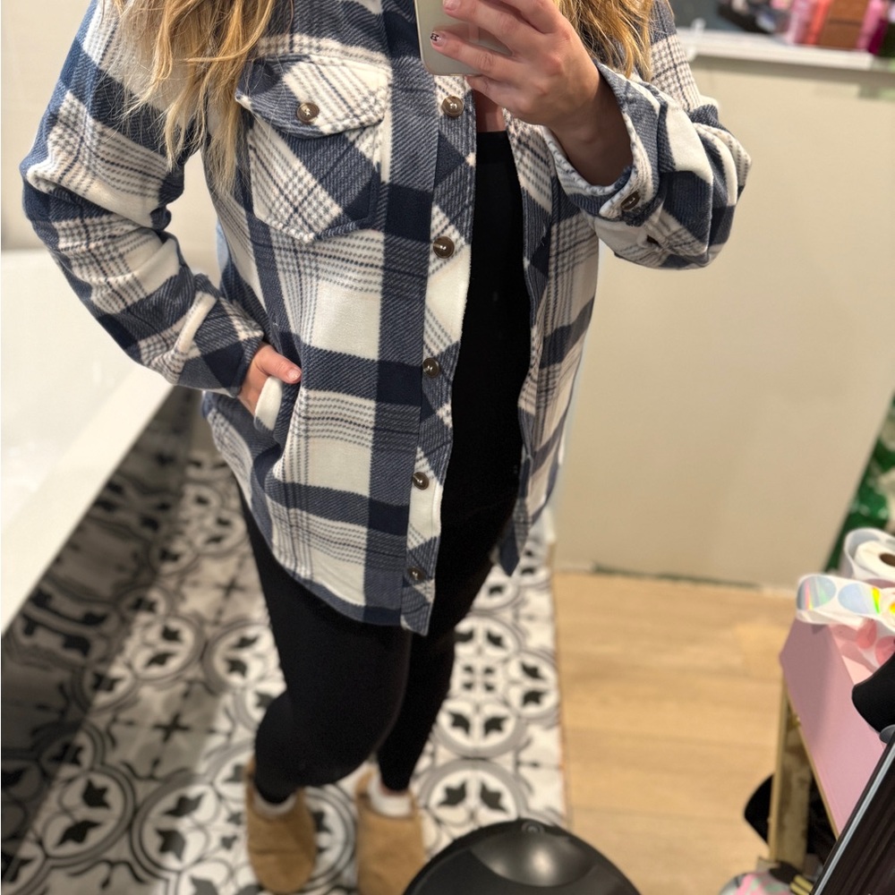 Blue and White Plaid Shacket